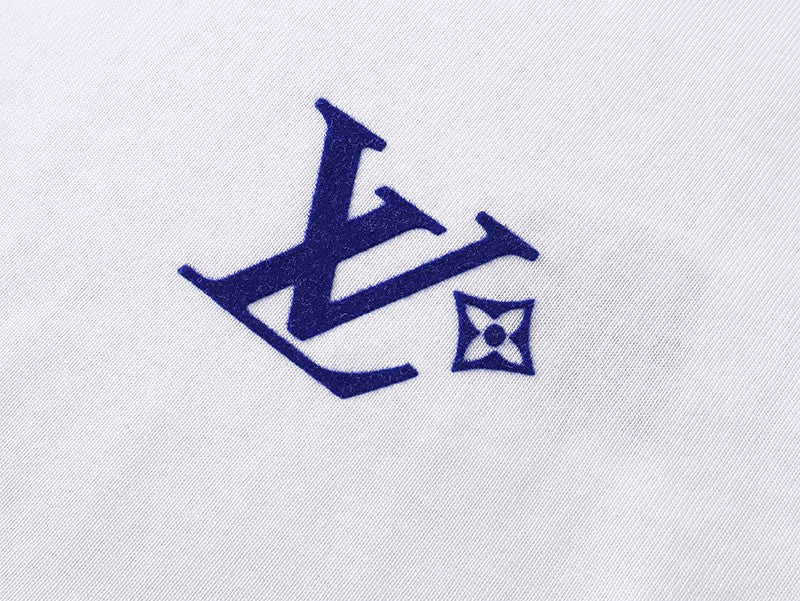 LV Earth flocked Print- Sleeve T-Shirt