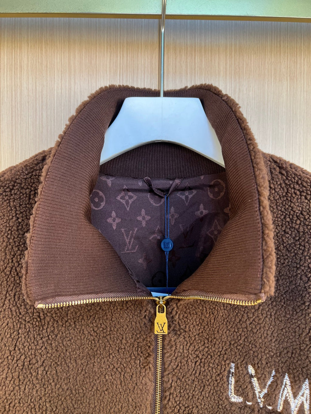 LV New Embroidered Letter Lambswool Coat Jacket