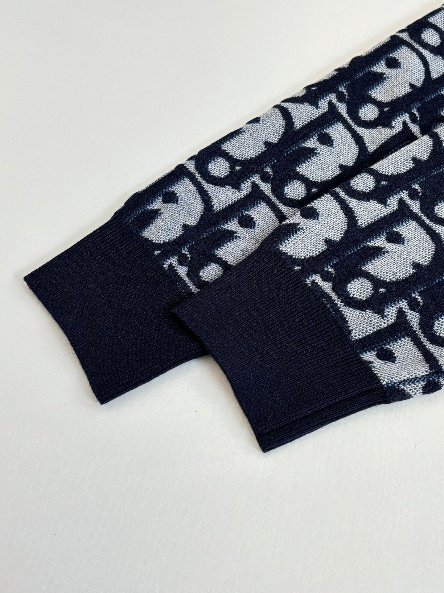 Dior Oulibe All-over Jacquard Wool Blend Knit Crew Neck Sweater