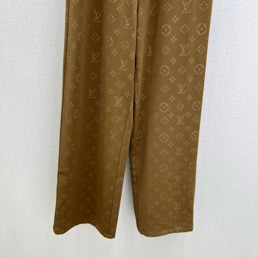 LV Embossed Straight-Leg Trousers