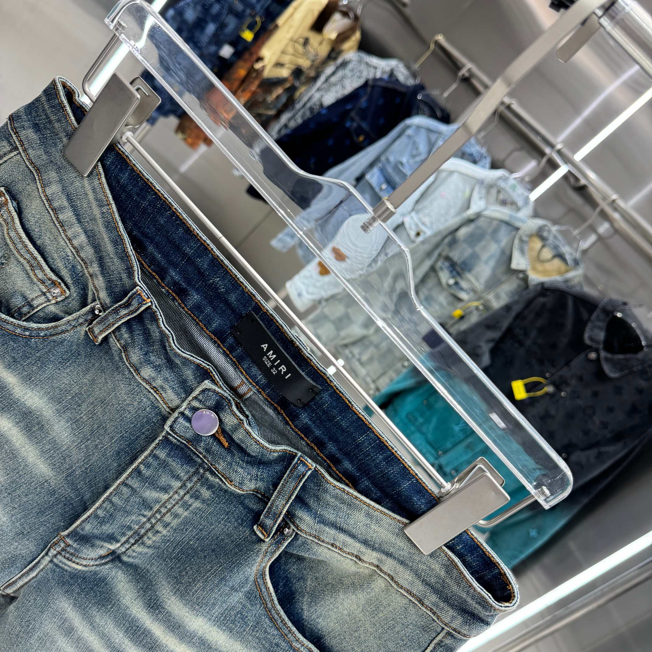 Amiri Embroidered Denim Shorts