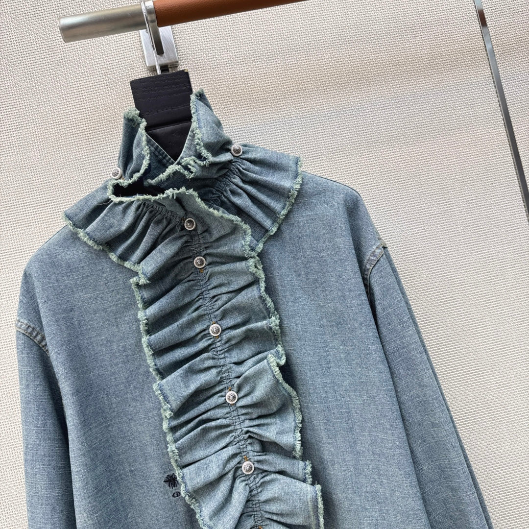 Dior Ruffled Court Denim Shirt