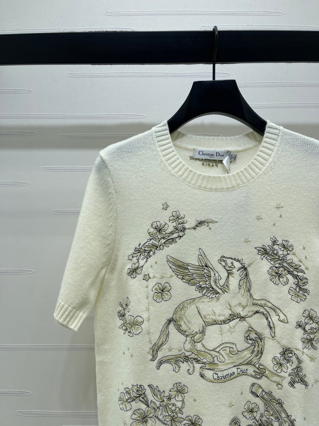 Pegasus Embroidered Knit Short-Sleeve T-Shirt