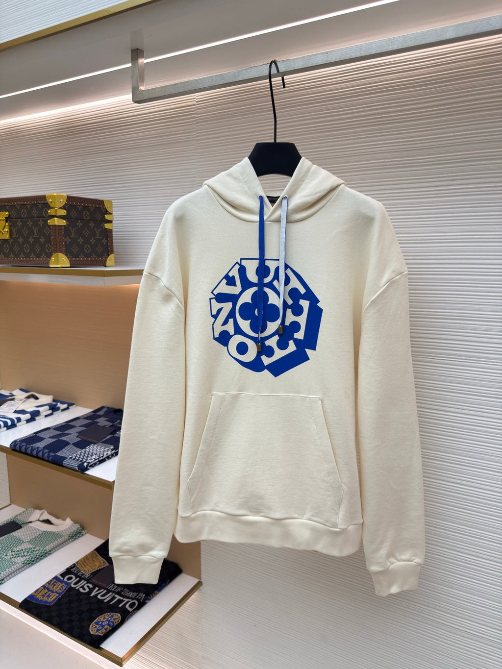 LV Blue Drawstring Floral Hoodie
