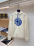 LV Blue Drawstring Floral Hoodie