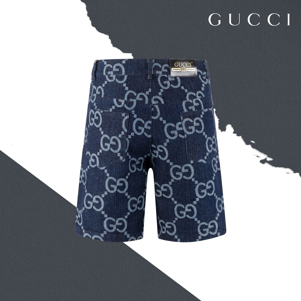 Gucci Cable Knit All over washed denim shorts
