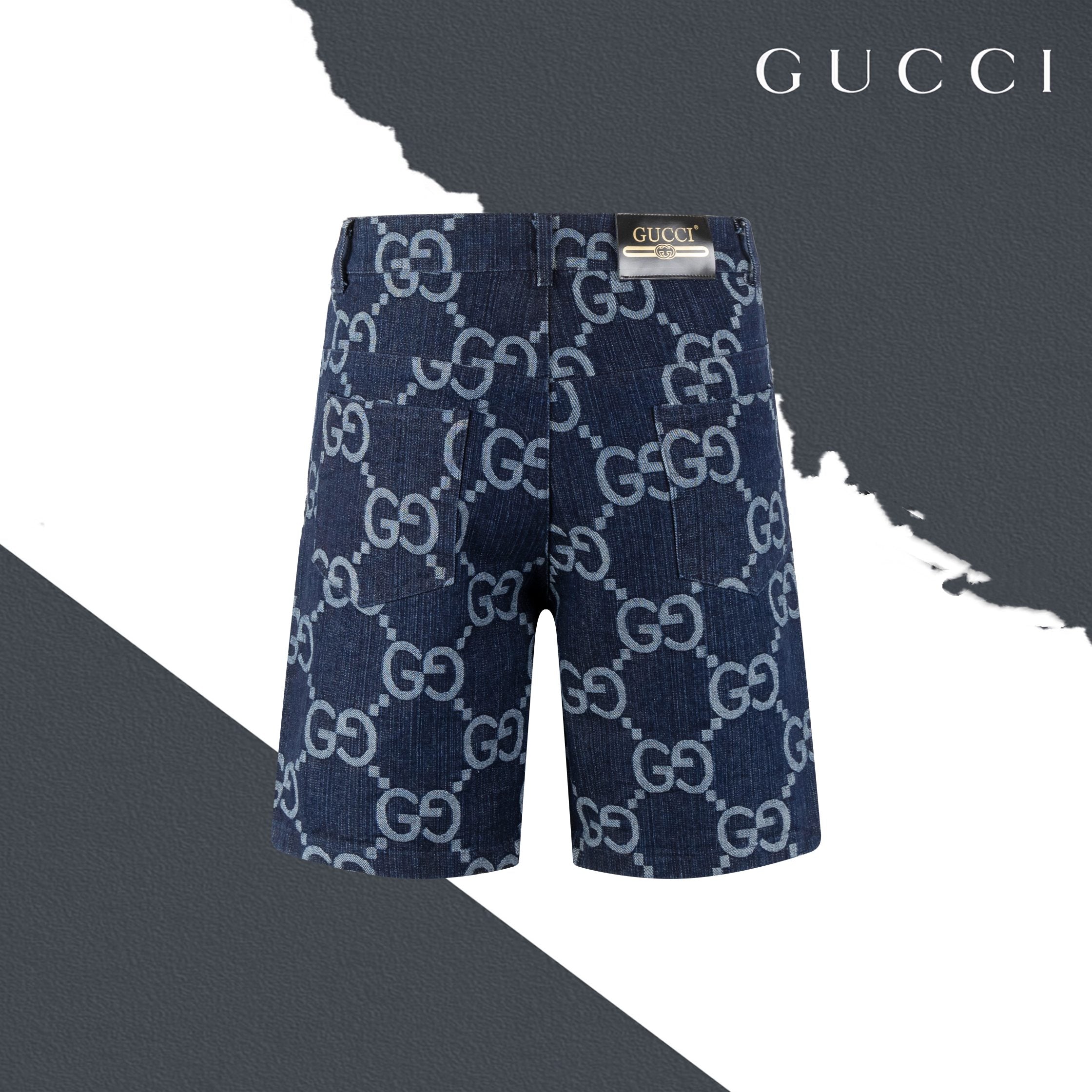 Gucci Cable Knit All over washed denim shorts