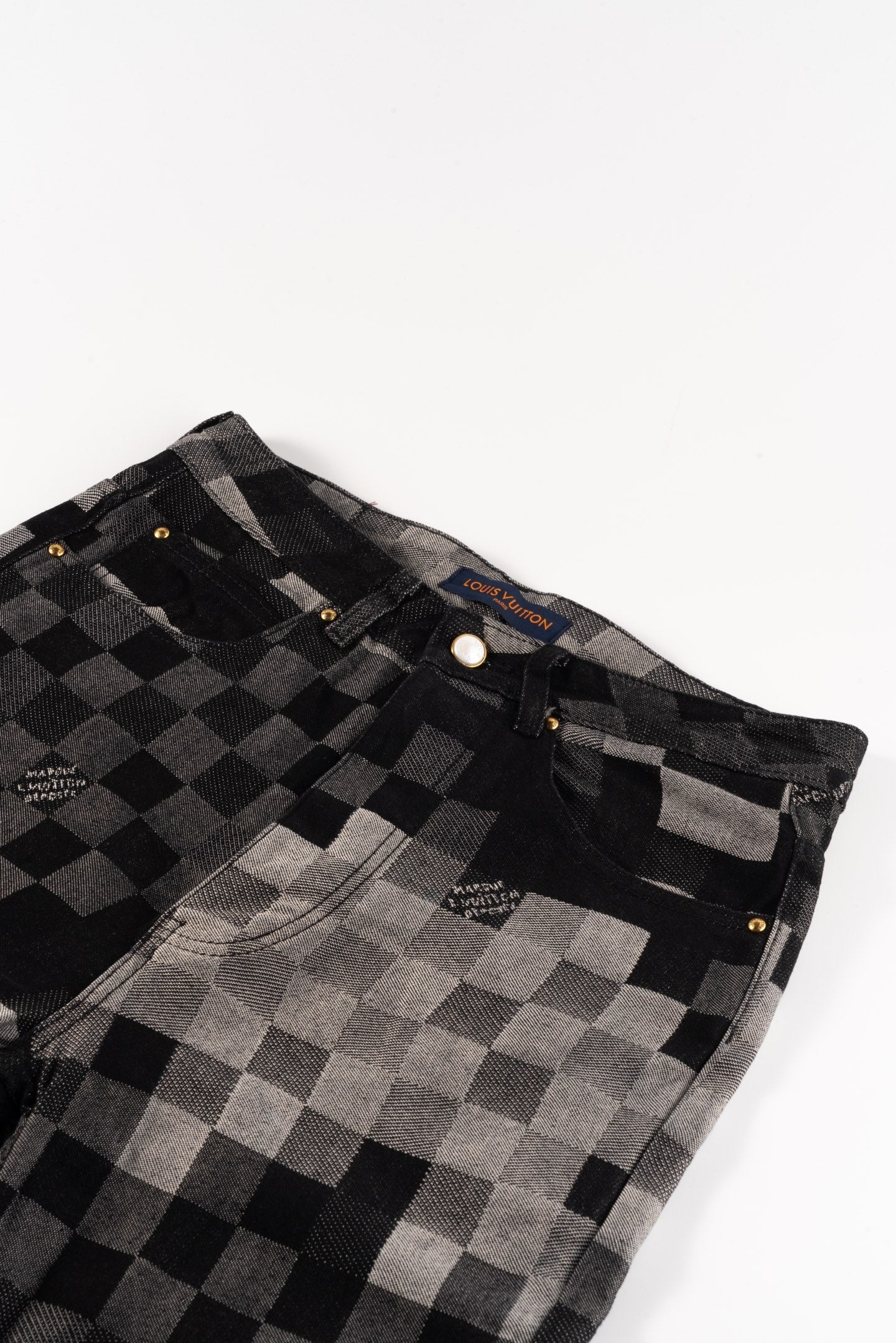 LV Pharrell Williams collaboration mosaic checkered Jeans