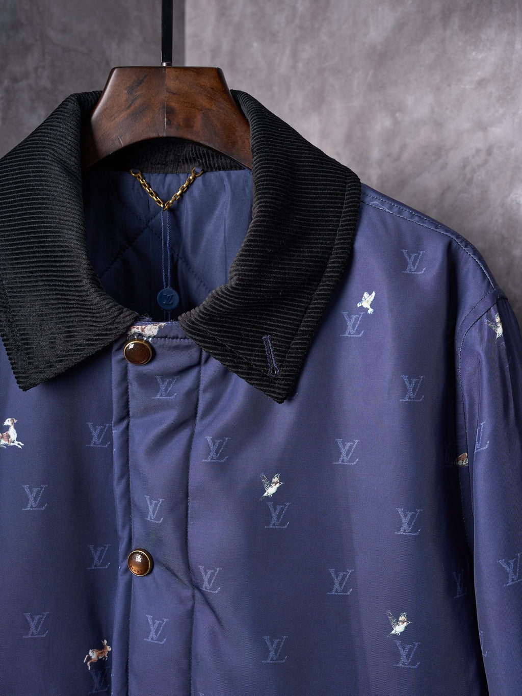 LV Corduroy Lapel Animal Print Jacket