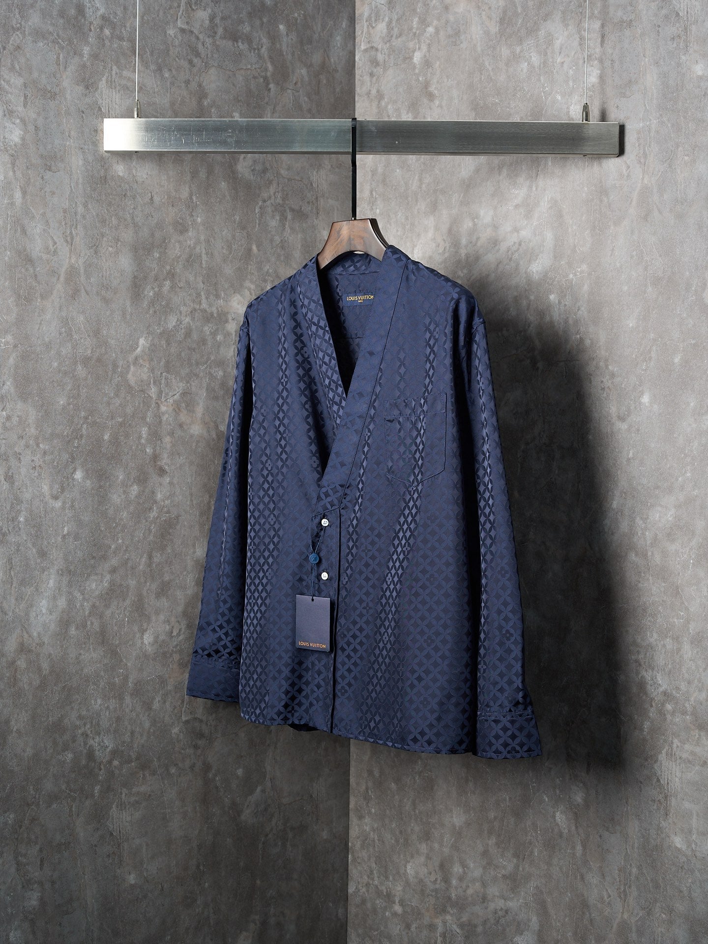 LV Nigo Collaboration Series Four-Leaf Clover Jacquard Kimono-Style Long-Sleeved Shirt