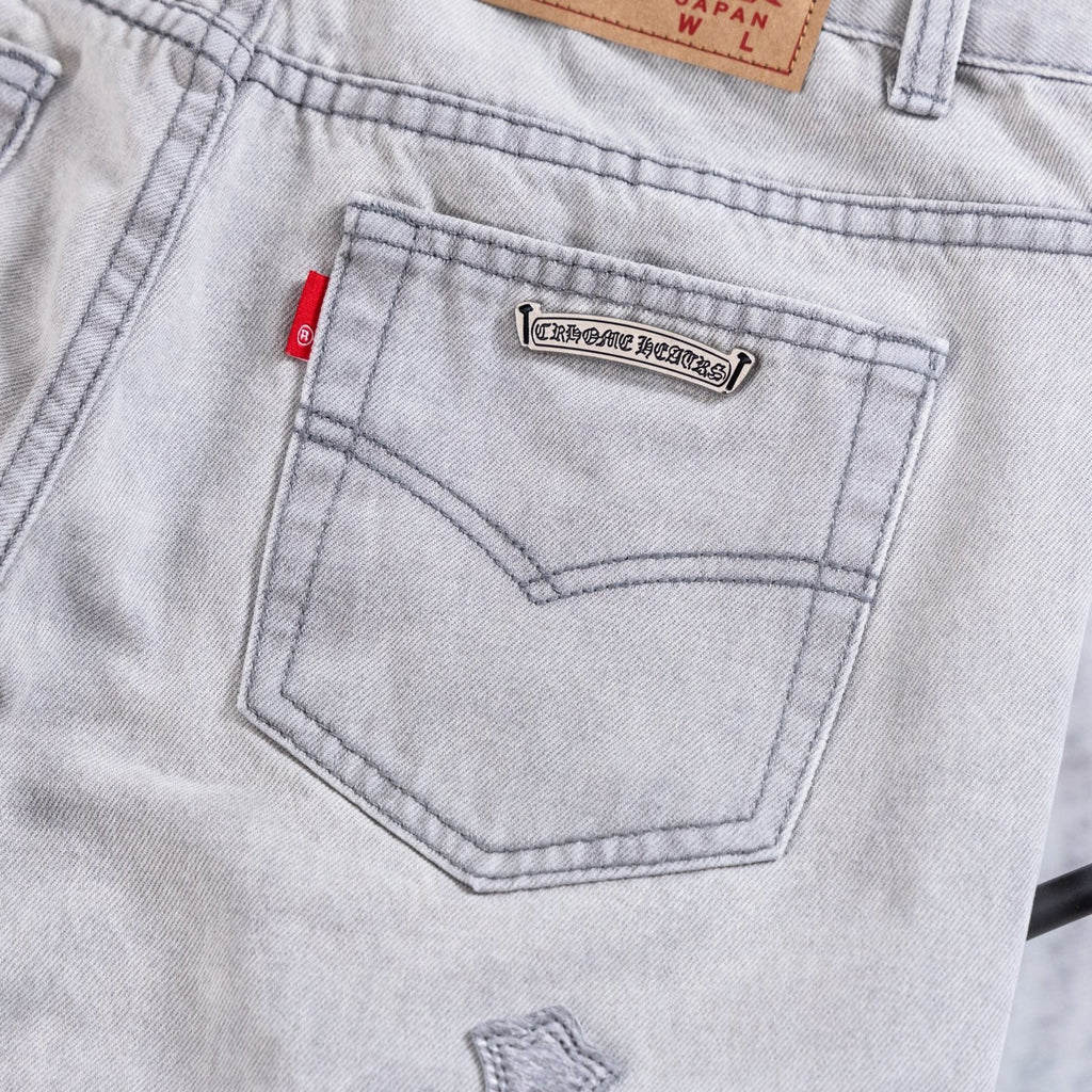 Chrome Heart ×Levi Patchwork Straight-Leg Jeans