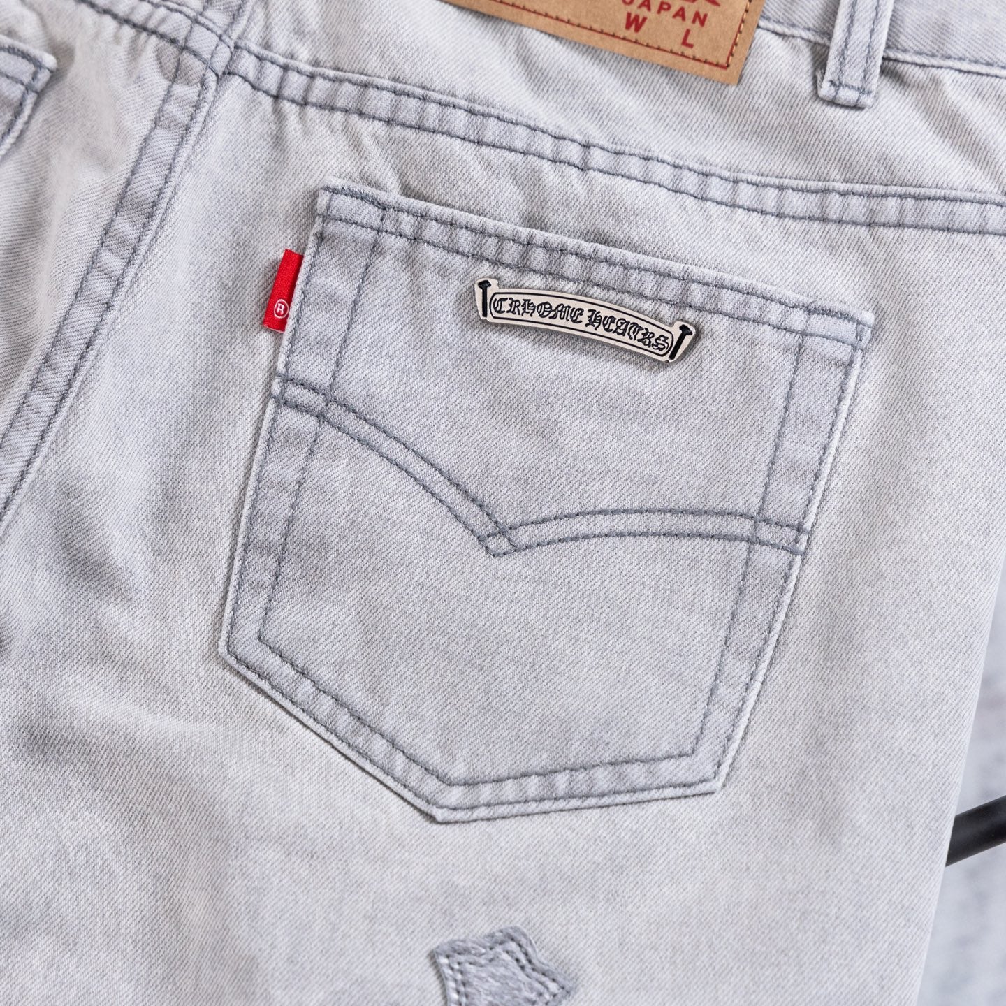 Chrome Heart ×Levi Patchwork Straight-Leg Jeans