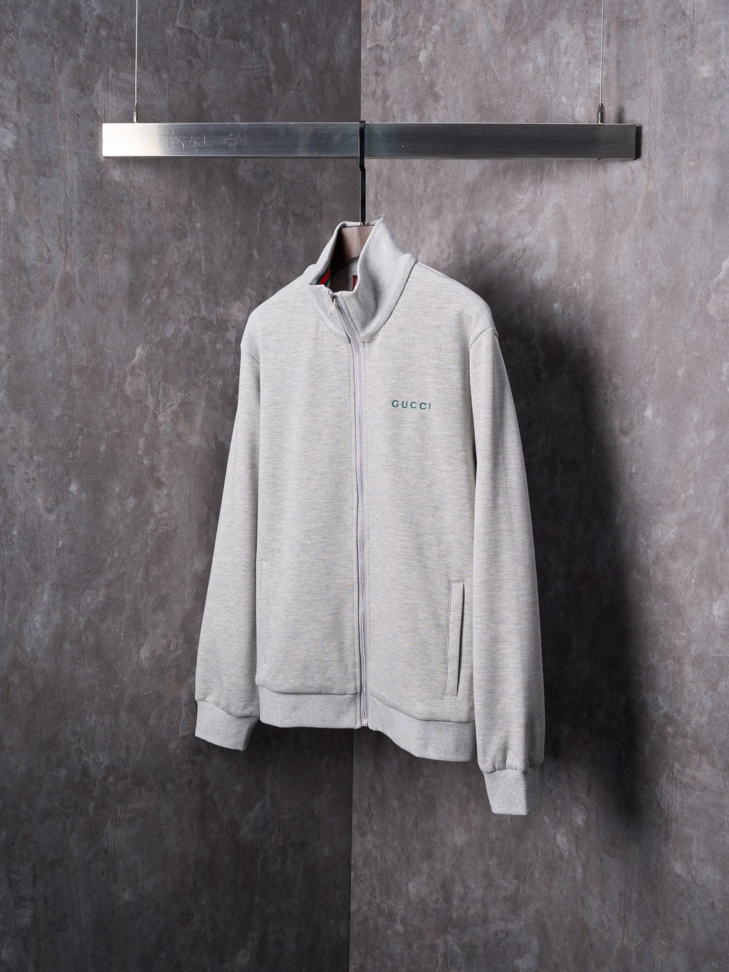 GG Knit Zipper Stand Collar Jacket