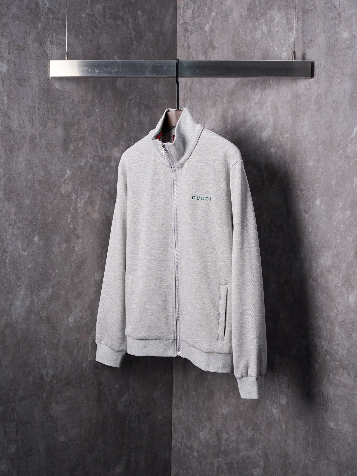 GG Knit Zipper Stand Collar Jacket