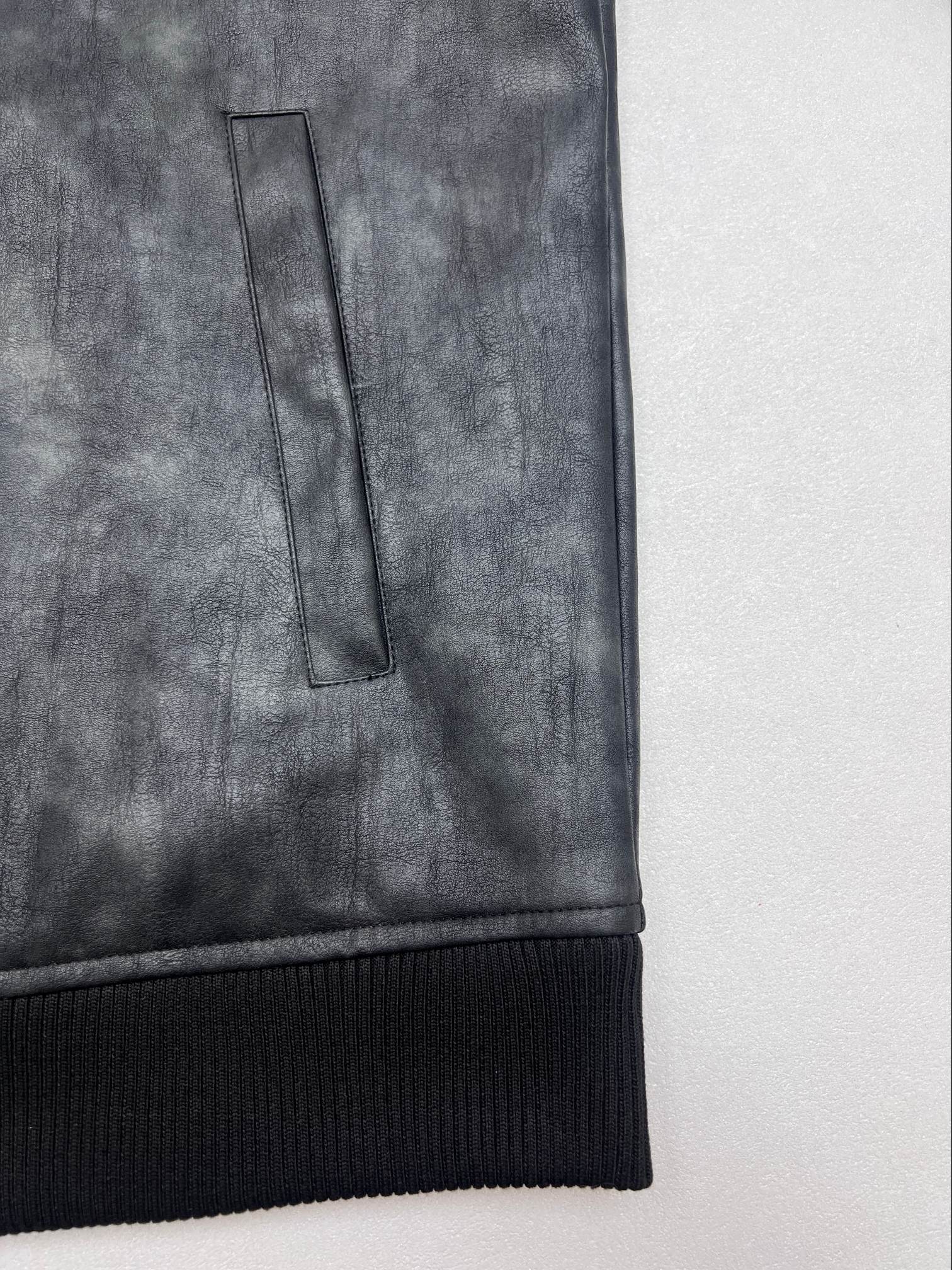 LV Print Washed Leather Jacket