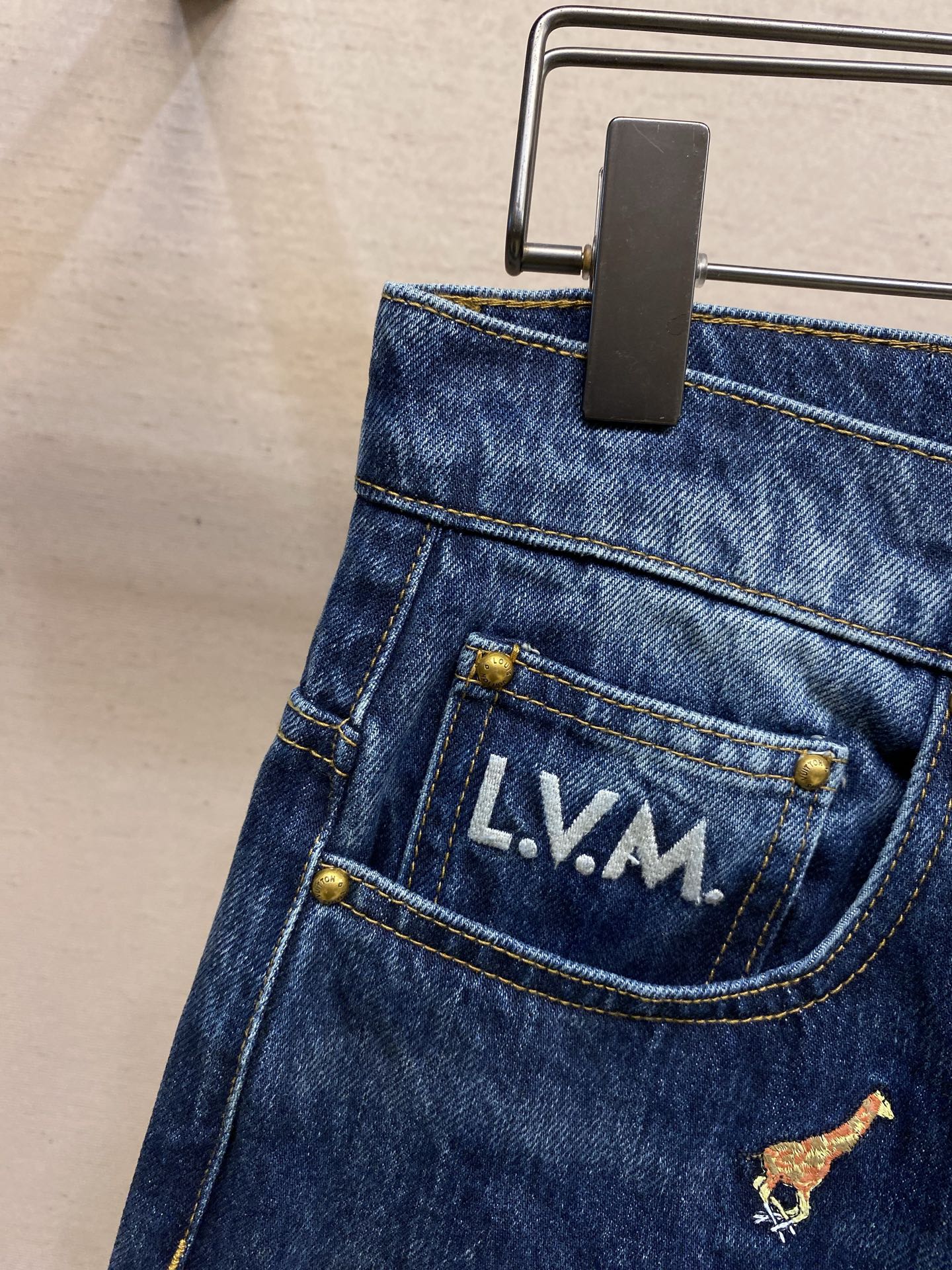 LV Animal Embroidered Denim Jeans