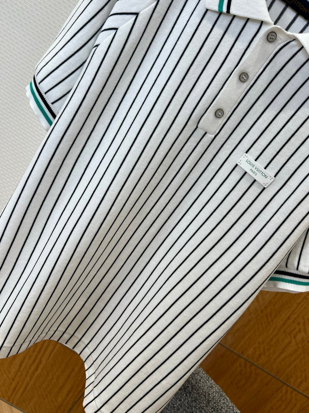 LV Striped Knit Short-Sleeve Shirt