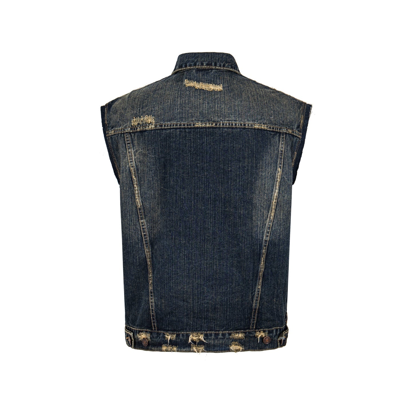 Balenciaga Distressed and Ripped Loose Fit Denim Vest Jacket
