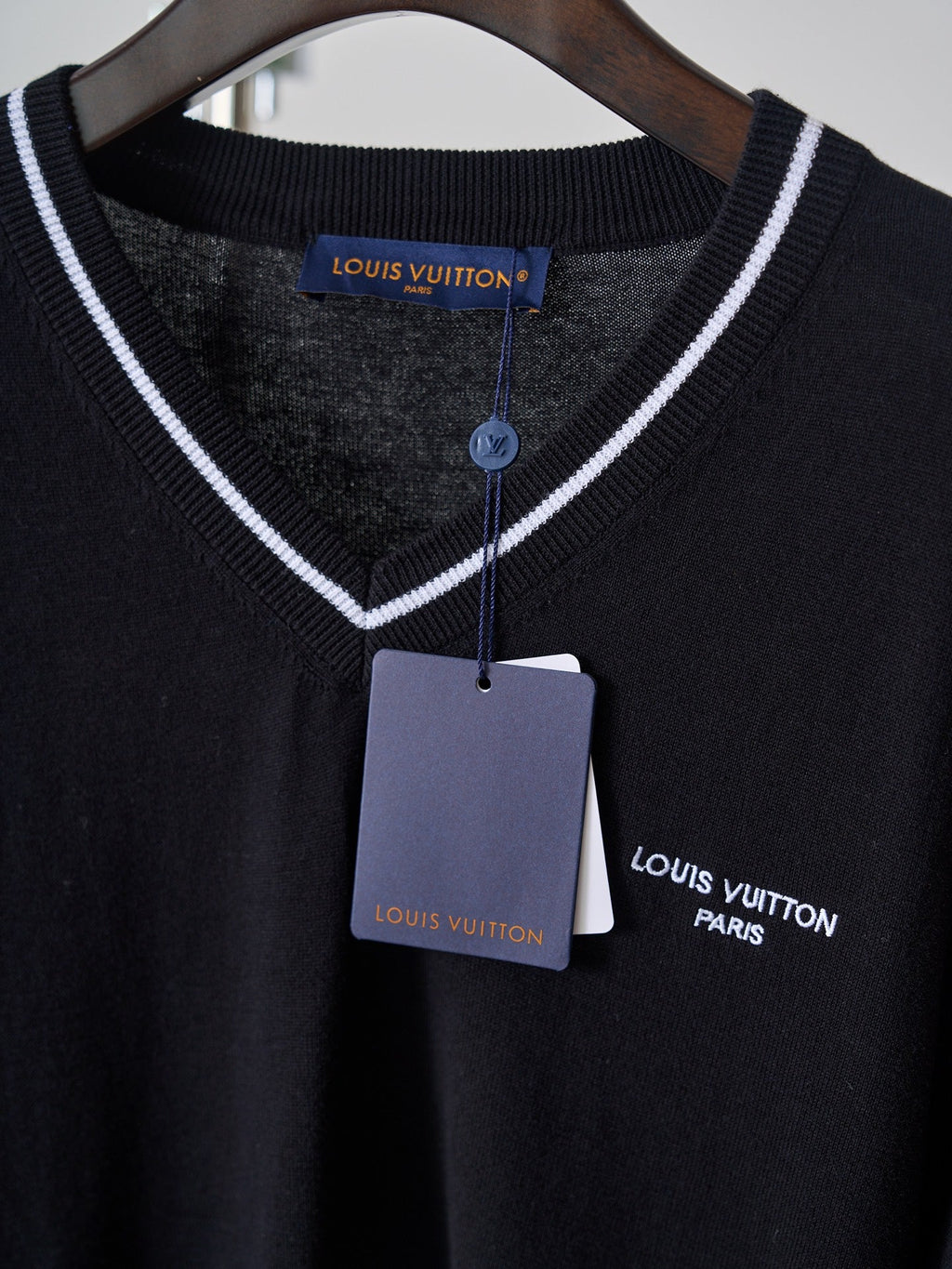 LV Embroidered Knit V-neck Sweater