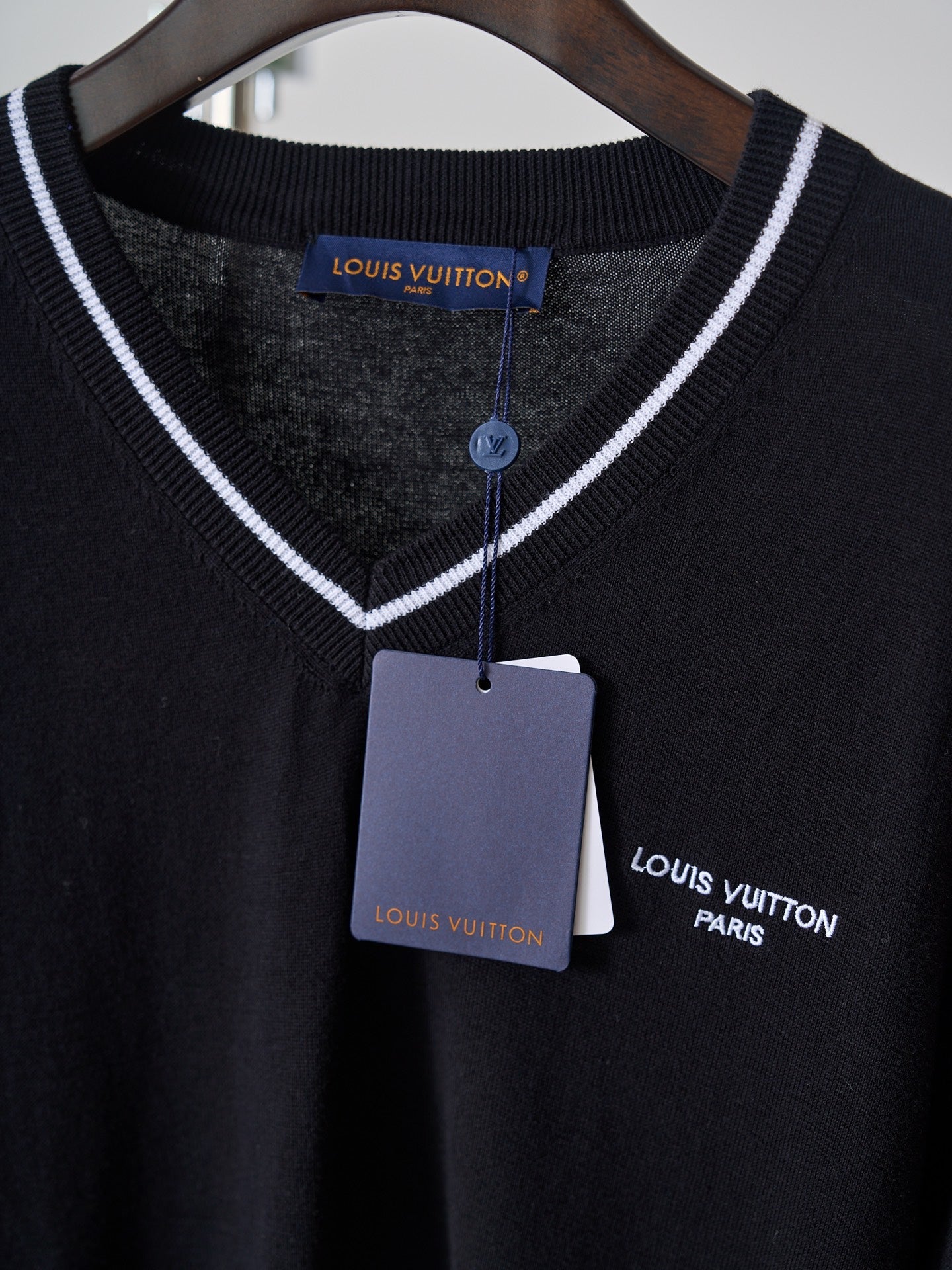LV Embroidered Knit V-neck Sweater