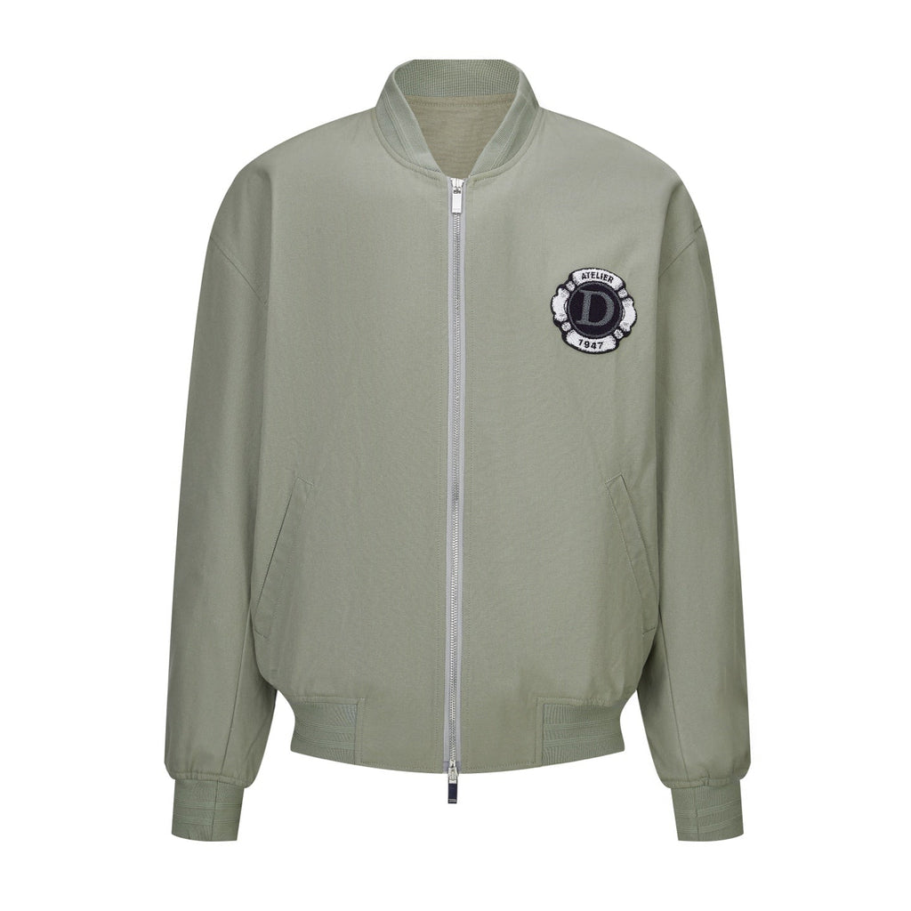 Dior Embriodered Baseball Jacket with Badge (Off-White)