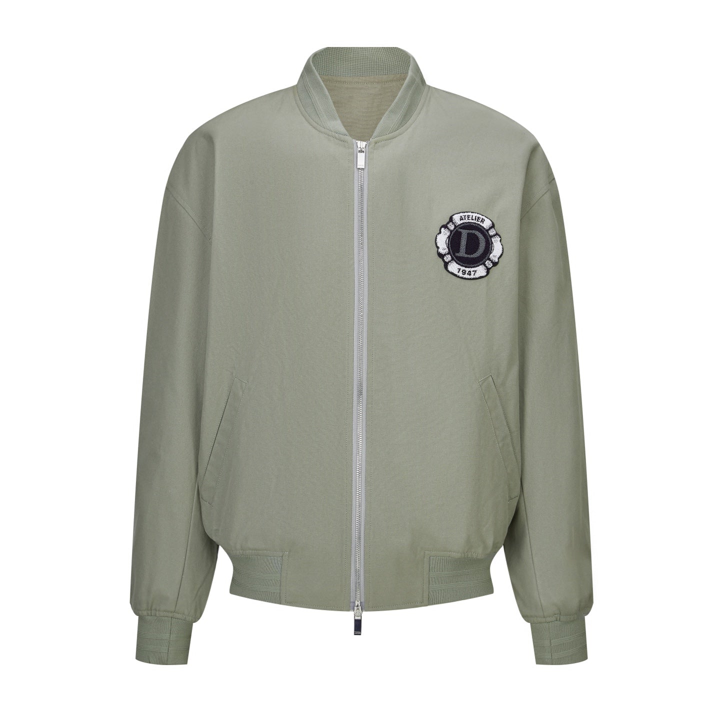 Dior Embriodered Baseball Jacket with Badge (Off-White)