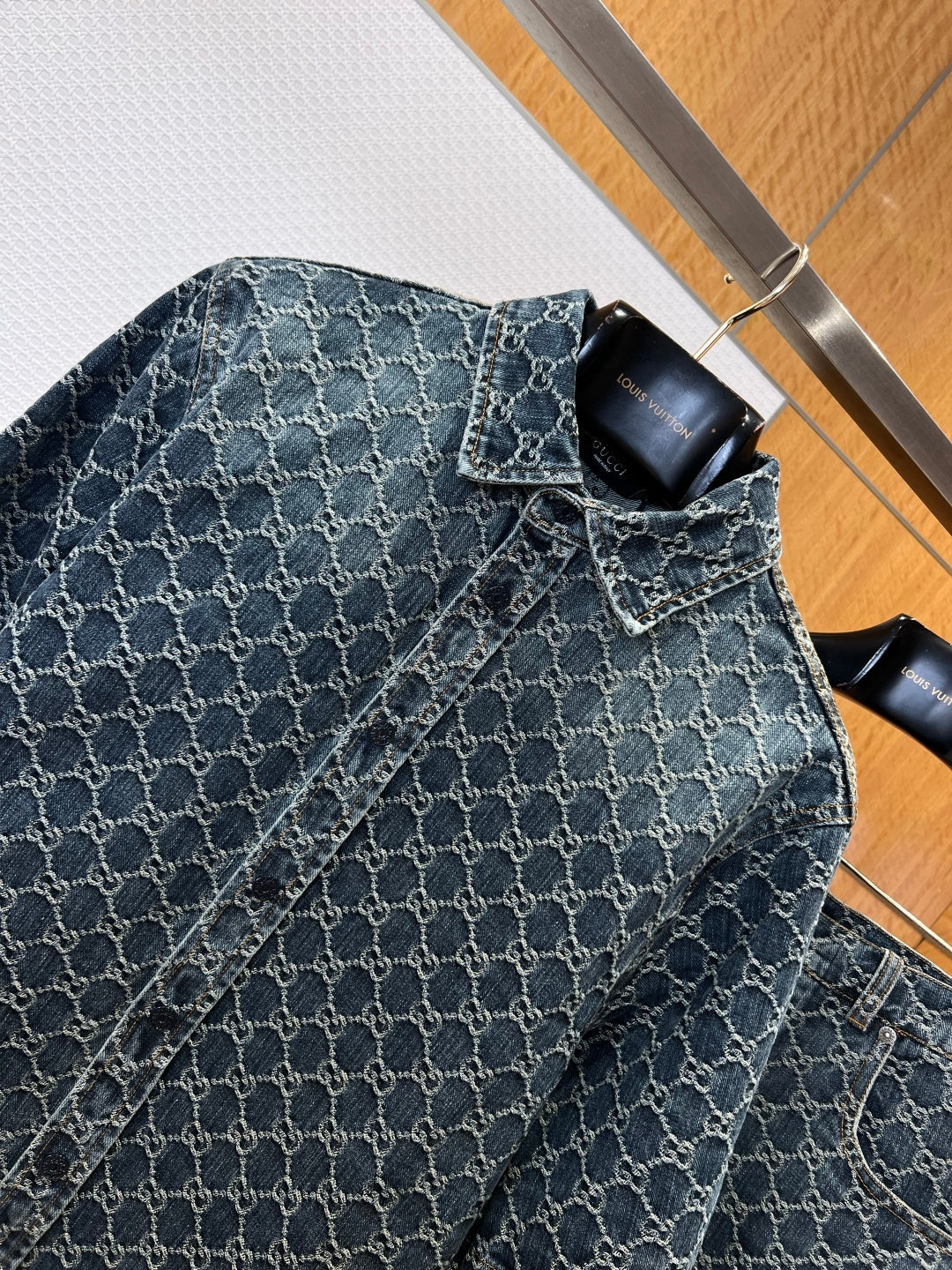 Gucci All-over Denim Shirt & Pants Set