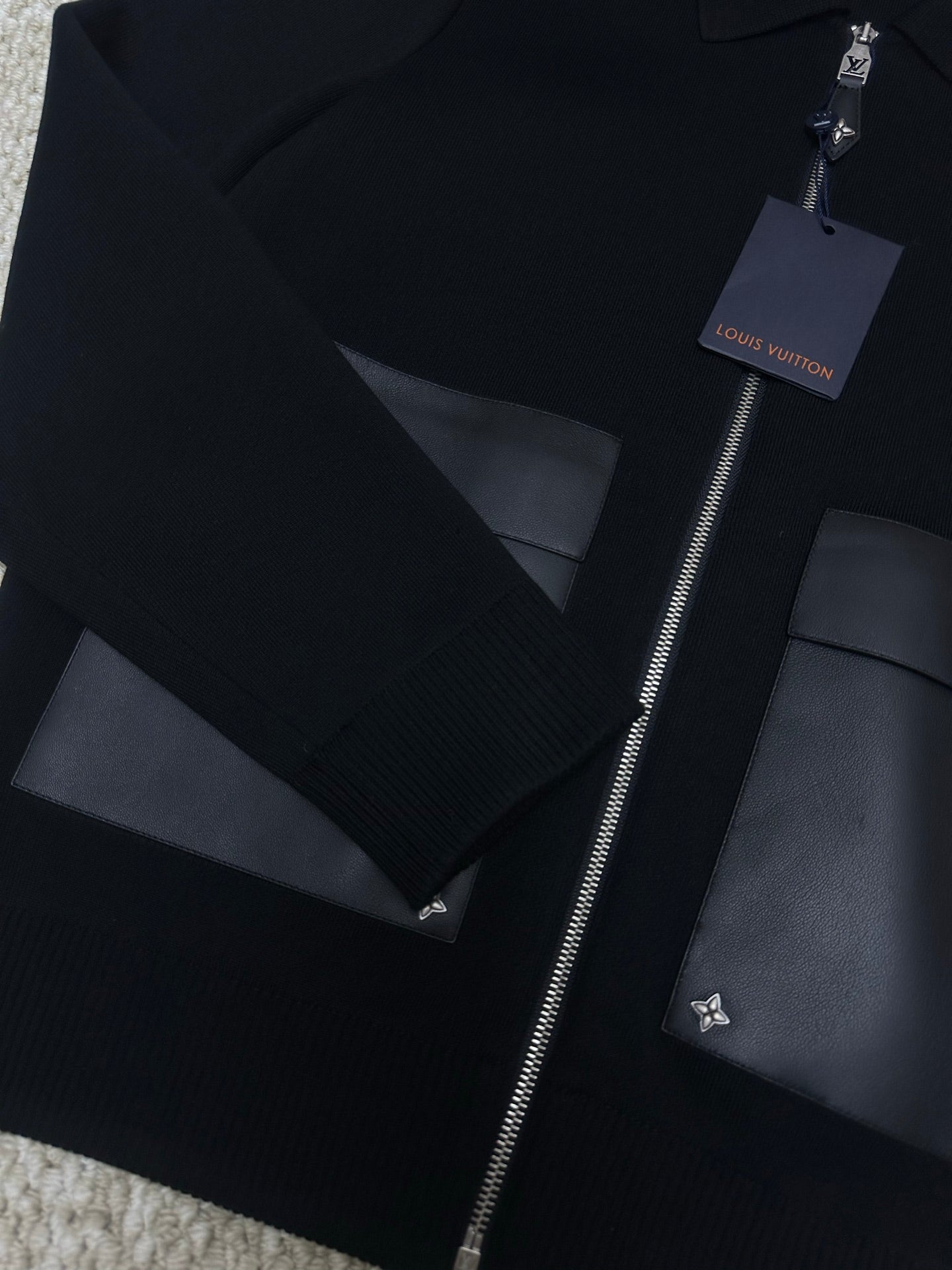 LV Black Knitted Leather Jacket