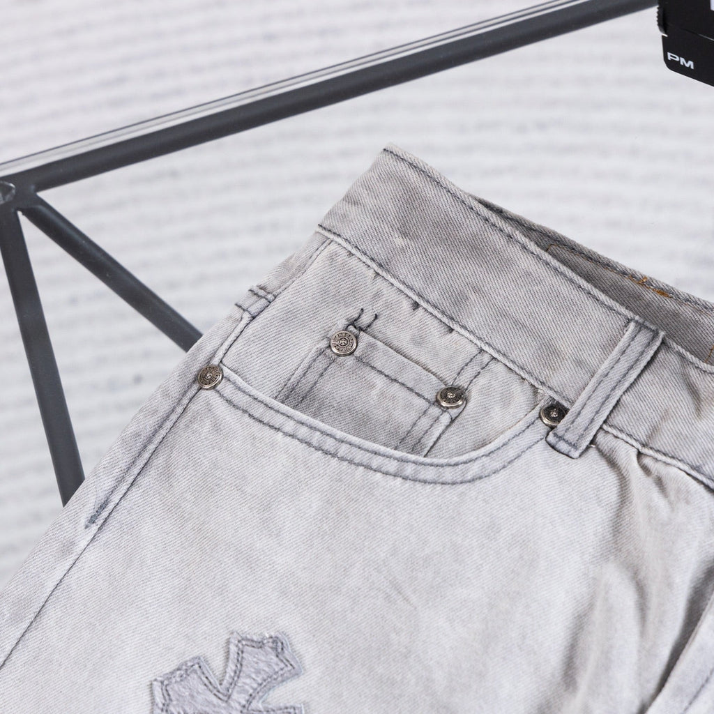 Chrome Heart ×Levi Patchwork Straight-Leg Jeans