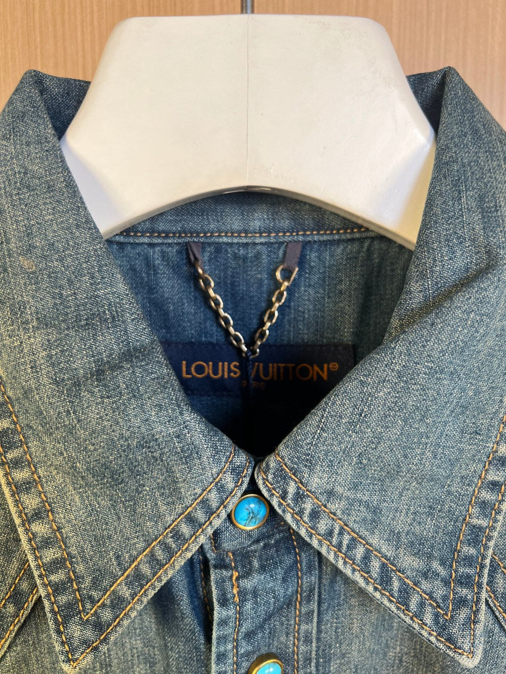 LV Long-sleeved Studded Denim Shirt