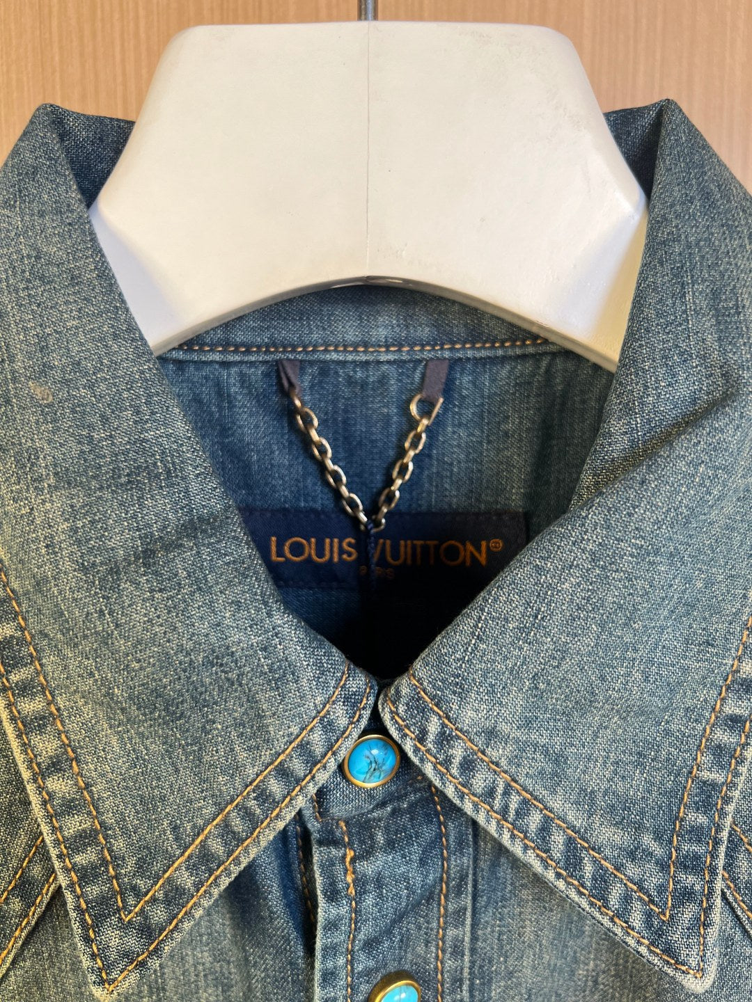 LV Long-sleeved Studded Denim Shirt