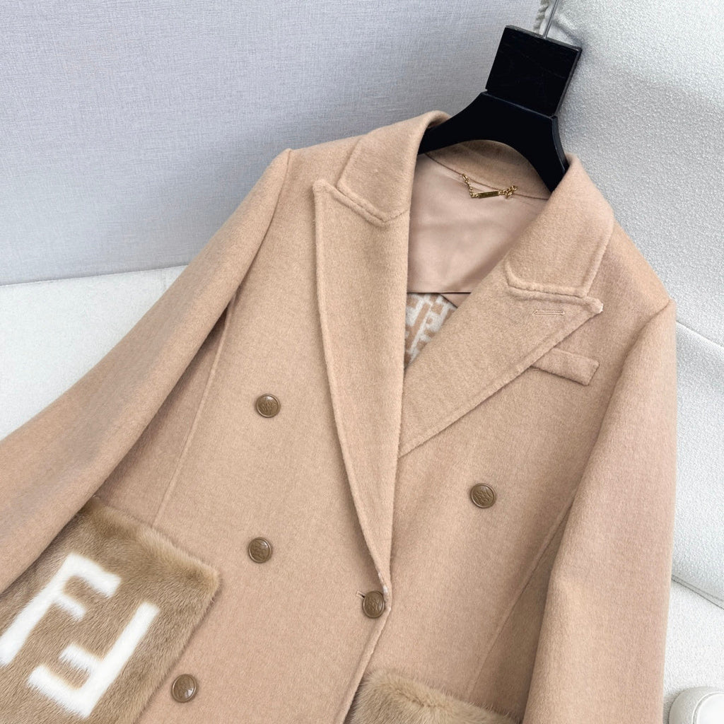 Women's Fendi Newest Mink Coat Double F Pocket