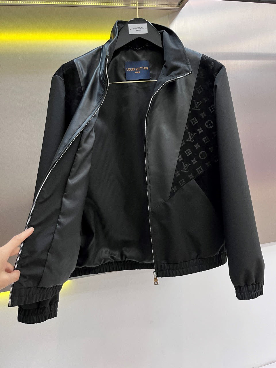LV Decal Patckwork Leather Jacket