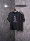 Fendi Jacquard Puppy Pattern Cotton Crew Neck Short Sleeve T-Shirt