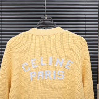 Celine Leather Logo Cardigan