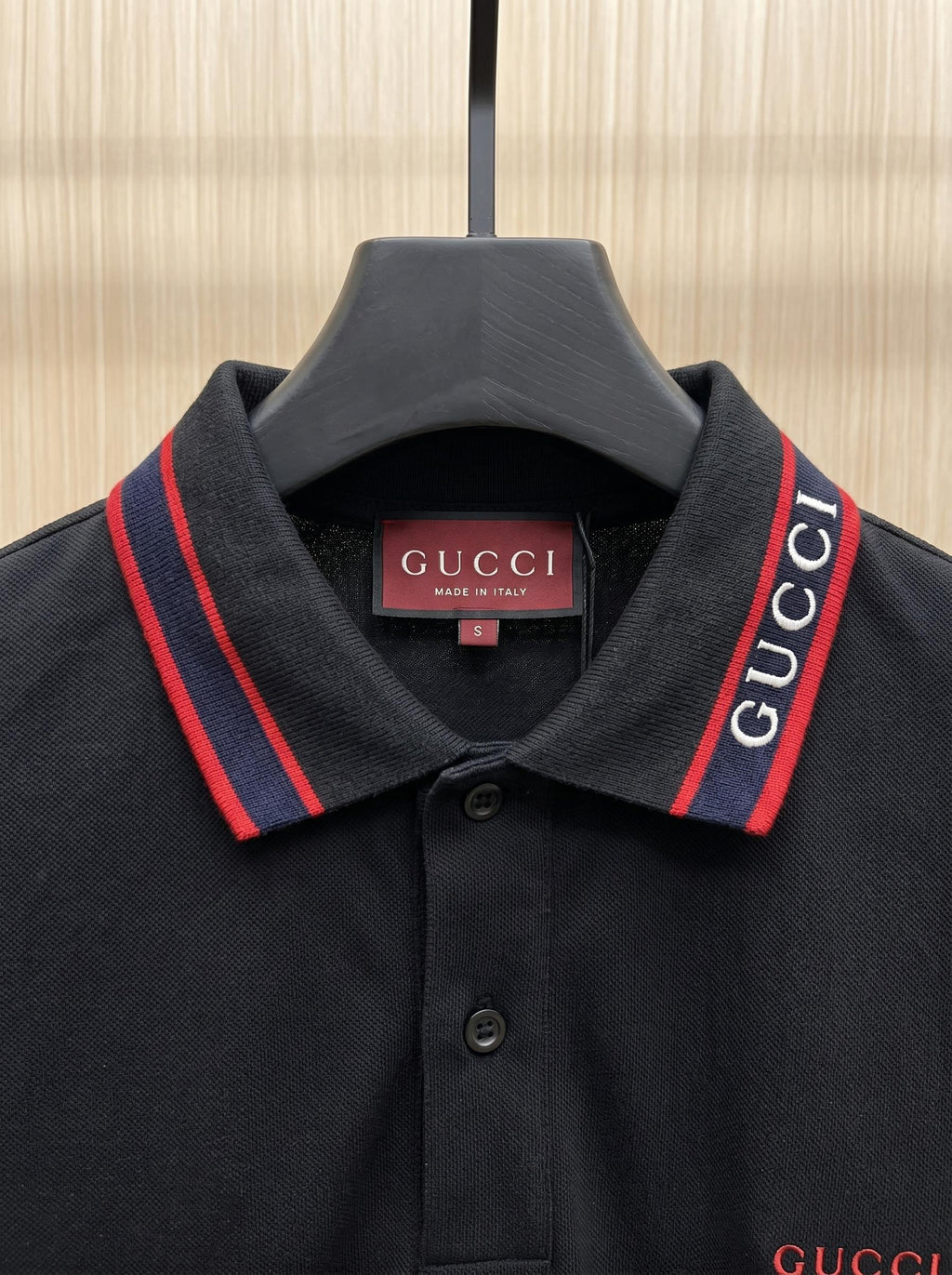 Gucci Embroidered Collar Polo Shirt