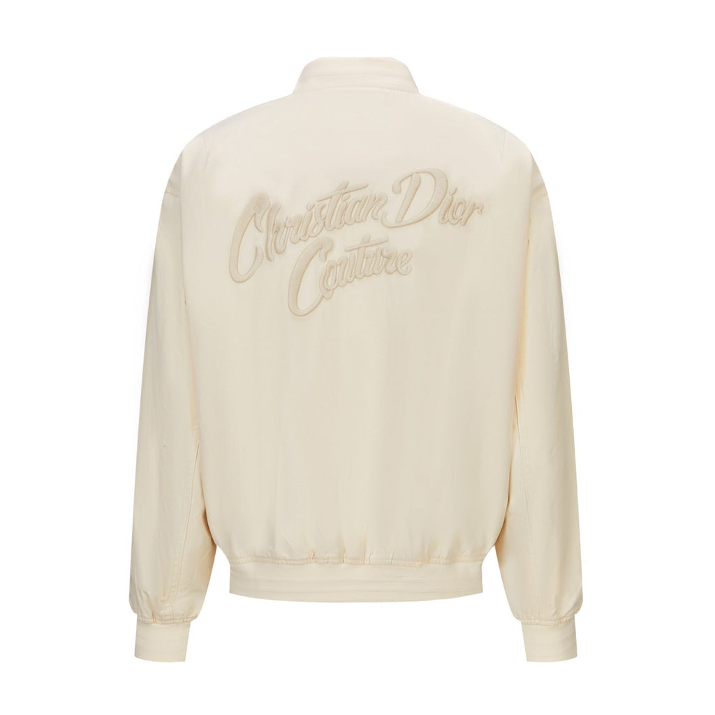 Dior Embriodered Baseball Jacket with Badge (Off-White)