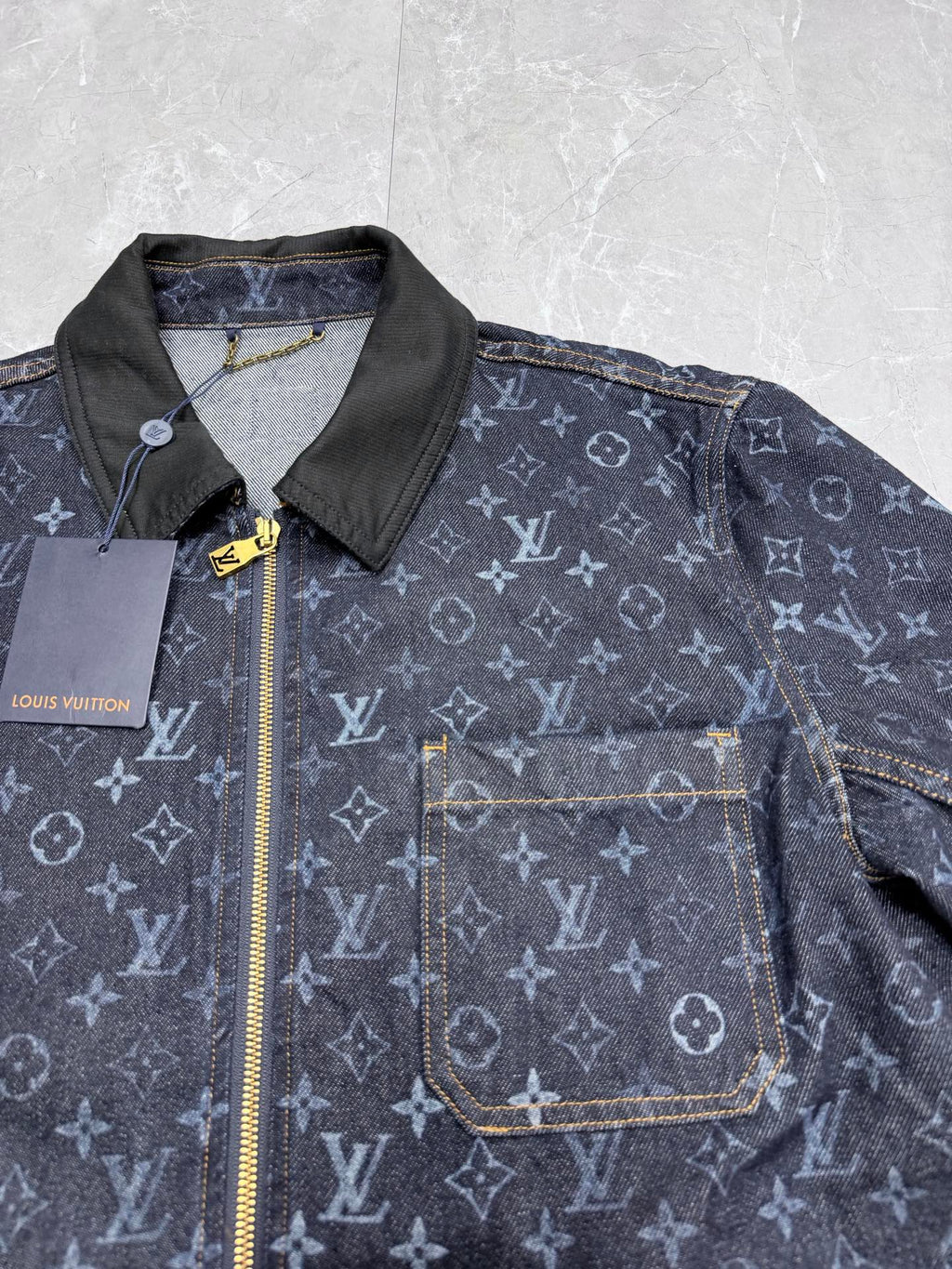 LV Monogram Lapel Zip Up Jacket