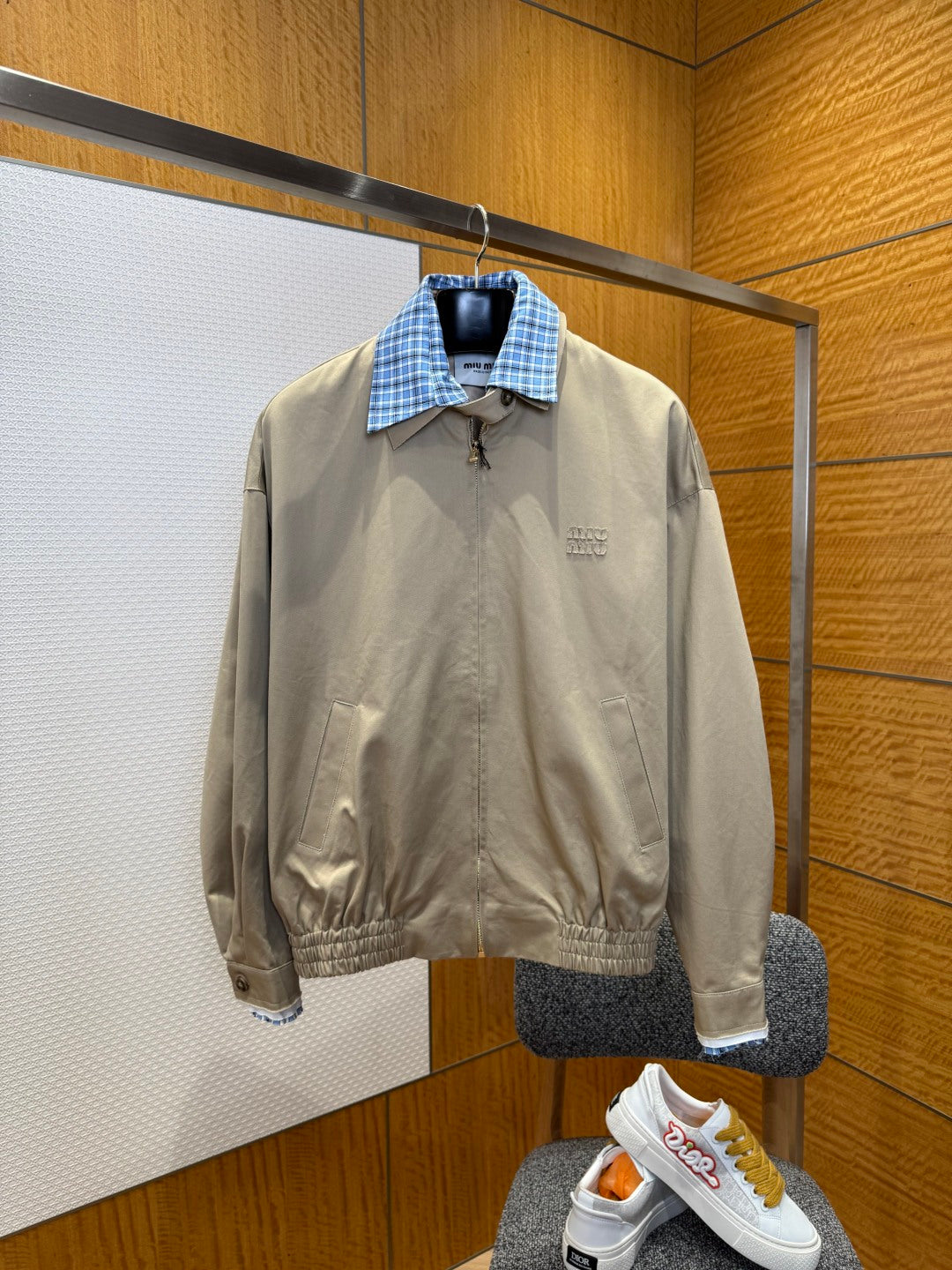 Miu Miu Plaid Embroidered Jacket