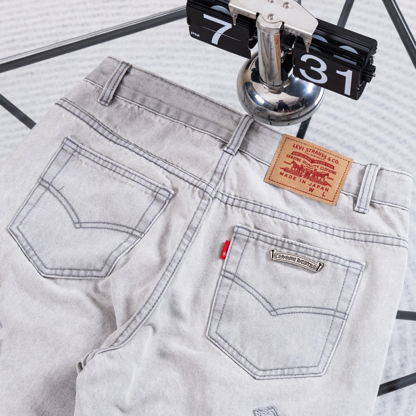 Chrome Heart ×Levi Patchwork Straight-Leg Jeans