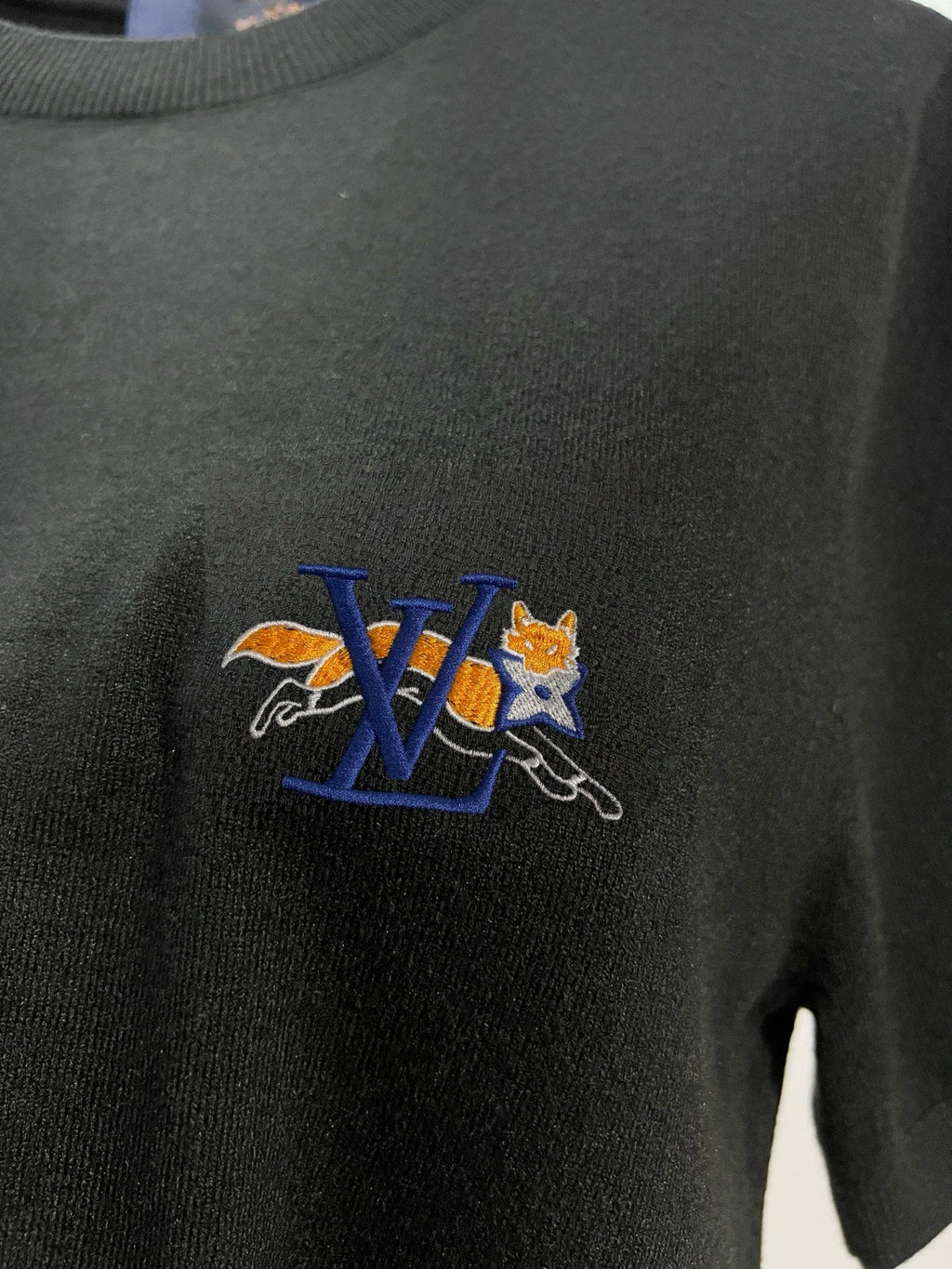 LV Embroidered Knitted Crew Neck T-Shirt