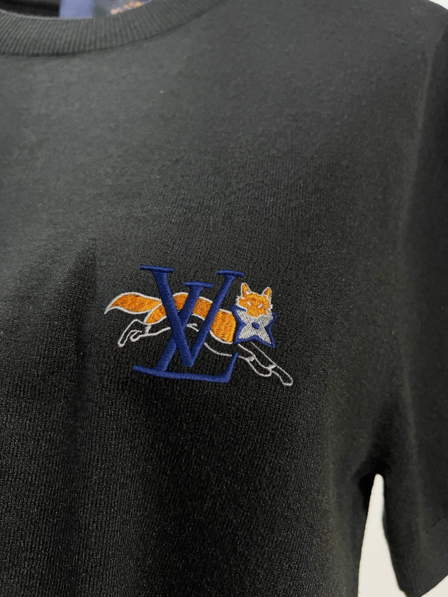 LV Embroidered Knitted Crew Neck T-Shirt