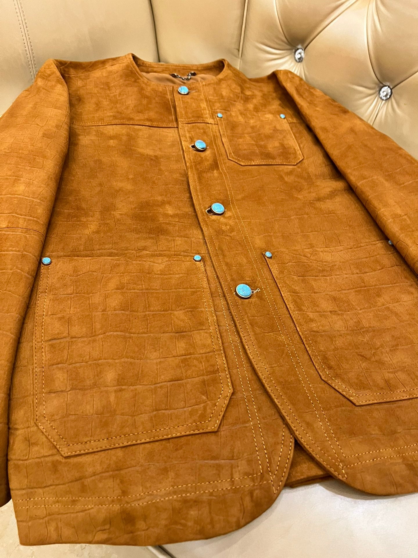 LV GoatSkin Suede Genuine Leather Jacket