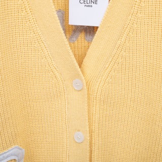 Celine Leather Logo Cardigan
