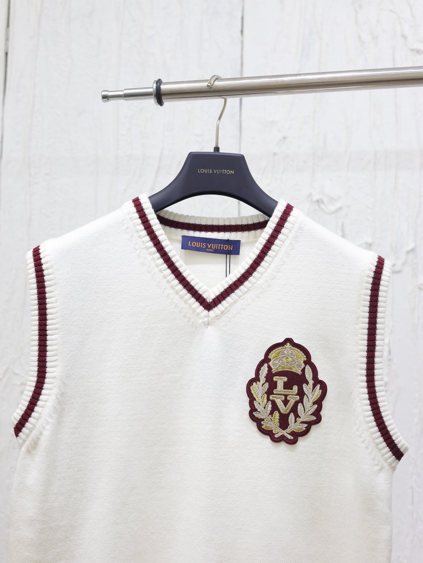 LV V Neck Embroidered Sleeveless Vest