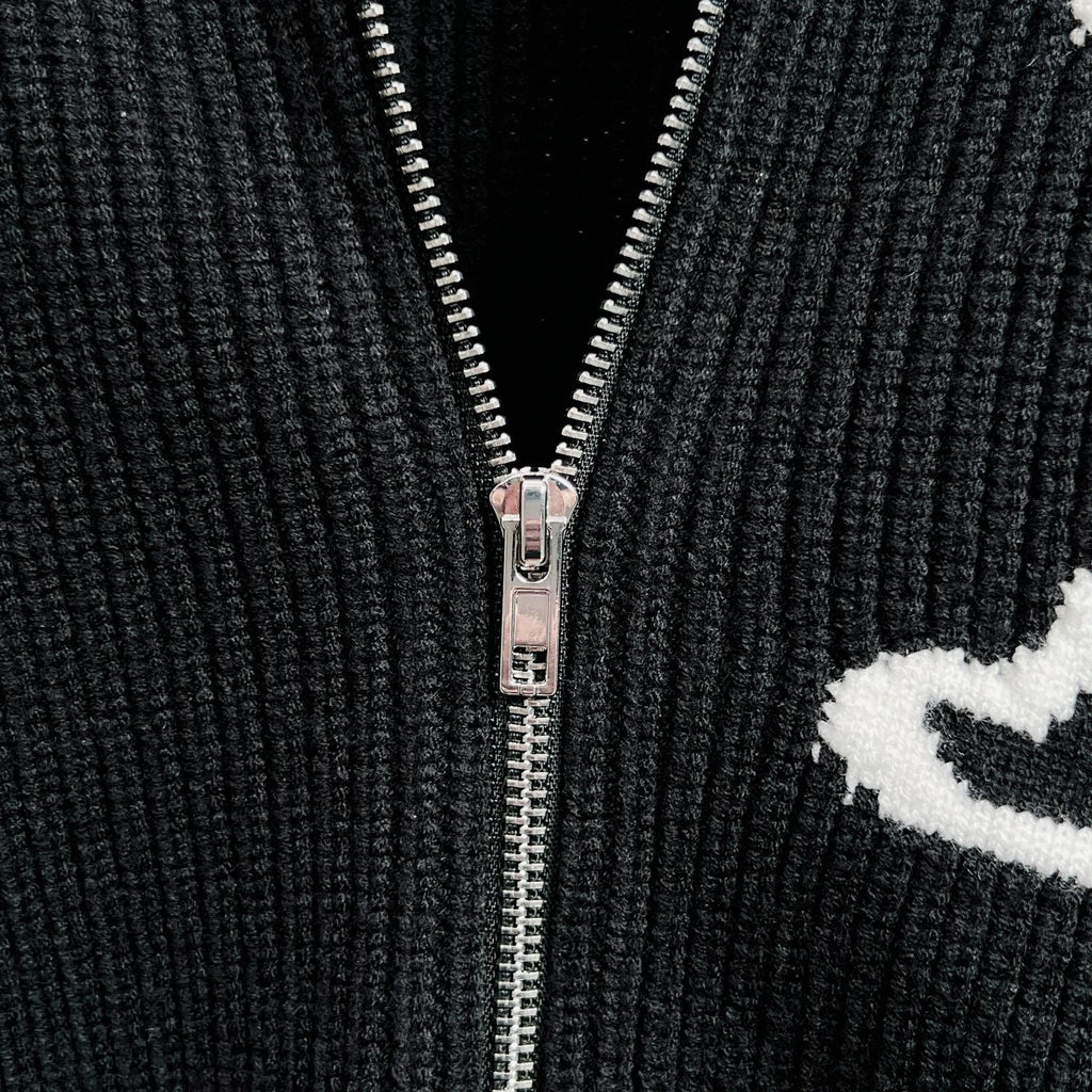 LV Jacquard Zip-Up Turtleneck Sweater