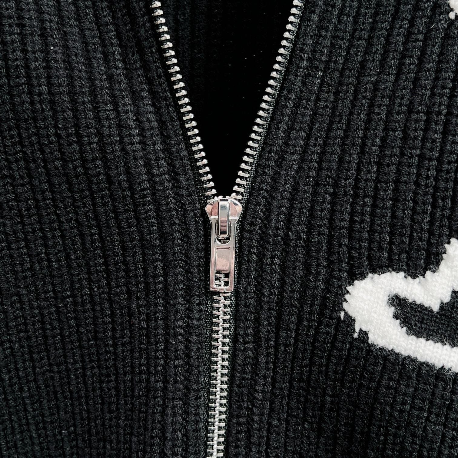 LV Jacquard Zip-Up Turtleneck Sweater