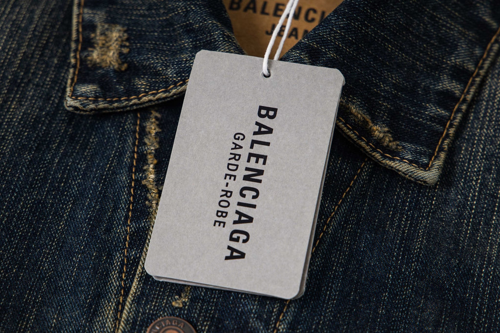 Balenciaga Distressed and Ripped Loose Fit Denim Vest Jacket