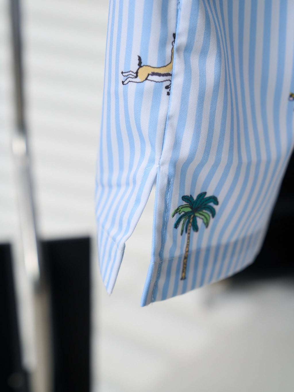 LV All-over Embroidered Striped Short-Sleeve Shirt