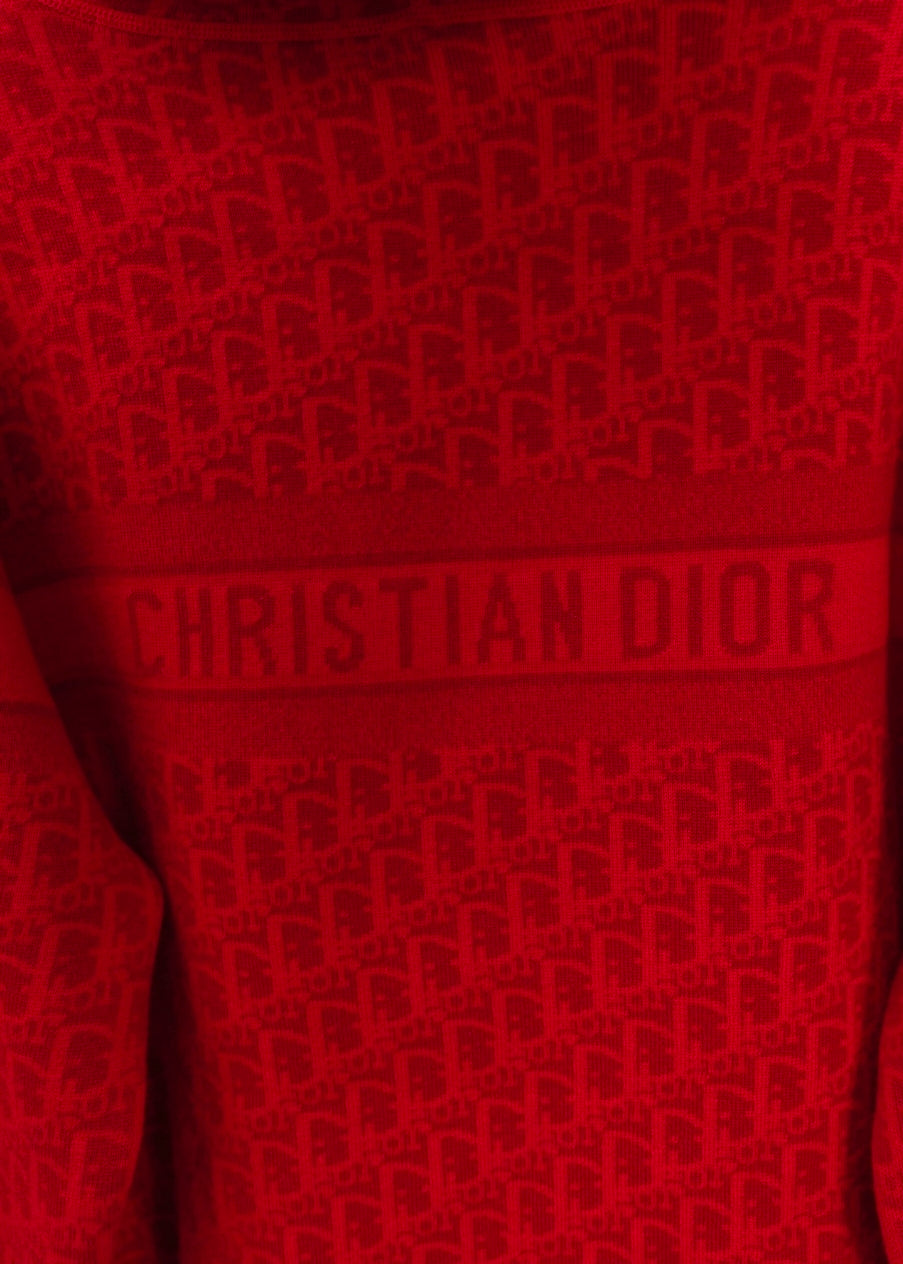 Red Reversible Christian Dior logo zip up hoodie Unisex